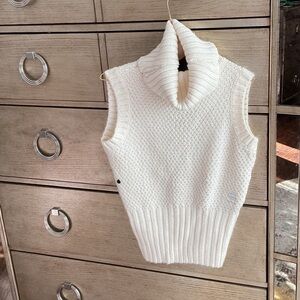 G-Star Cream Sleeveless Cowl Neck Sweater; size S